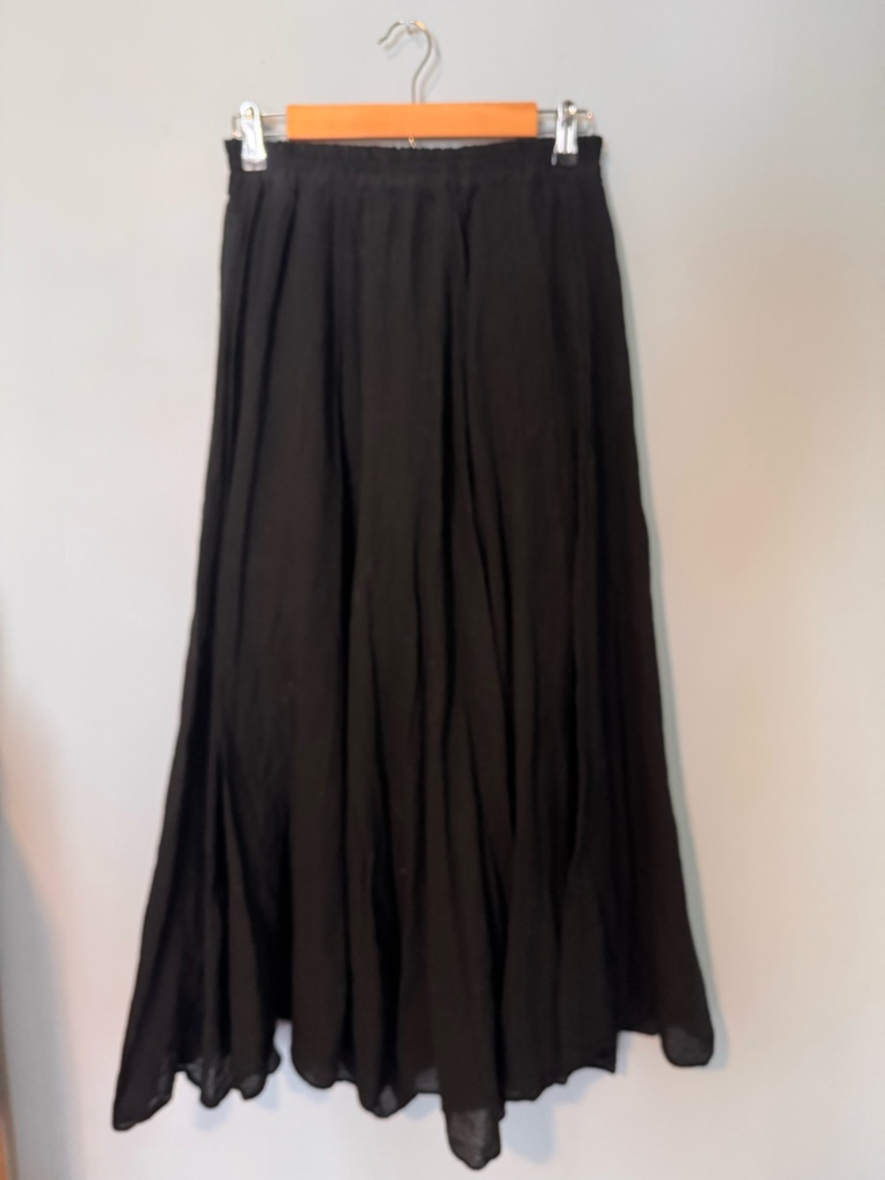Black Airy Linen Maxi Skirt